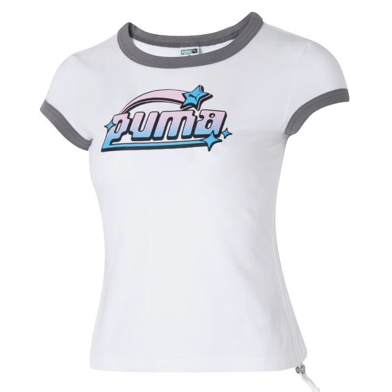 PUMA T Shirts Women's White Crew Neck Moderate Straight Fit