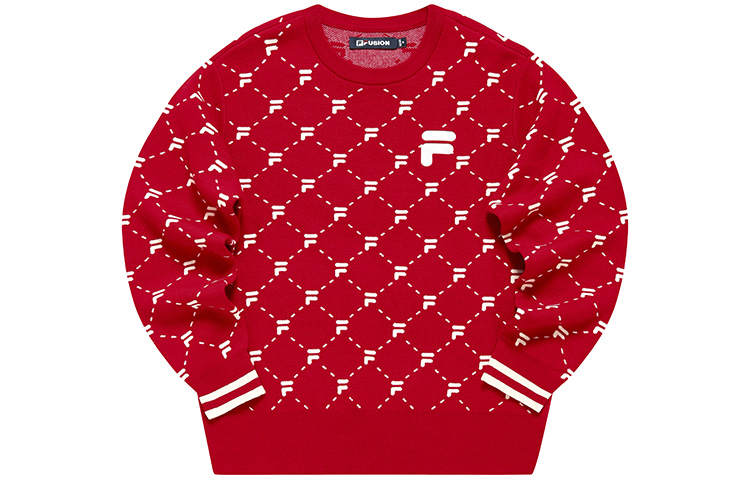 FILA FUSION Sweaters Women's Garnet Red Crew Neck Moderate Base Layer
