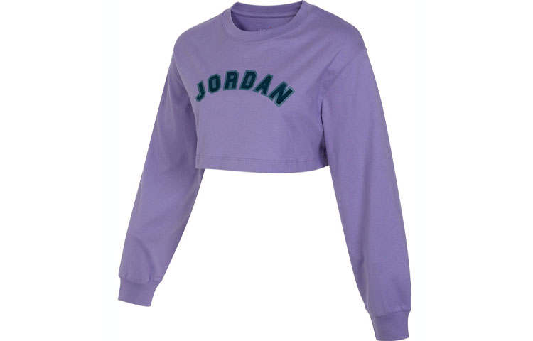 Jordan Jordan Crop Tops Women's Purple Crew Neck Moderate