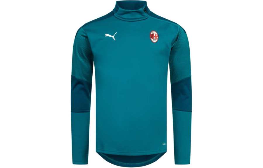 PUMA AC Beige Blue 2020 21 Season, Fleece Lined Warmcell Casual Sports Training Long Sleeved Soccer Jersey