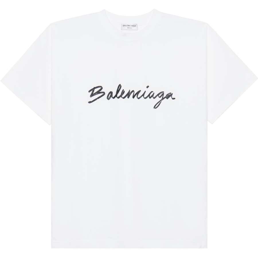 Balenciaga Women's Script Logo T shirt White/Black