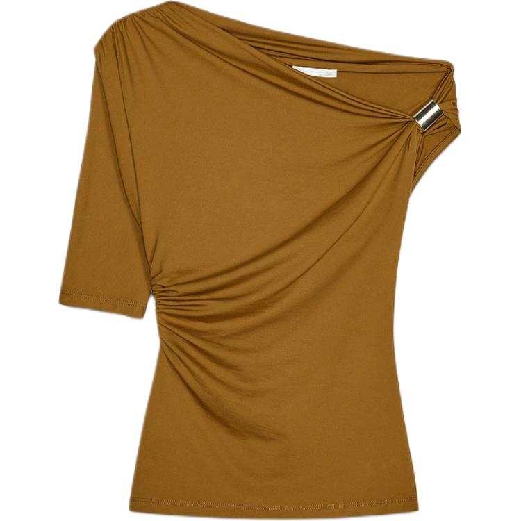 ZARA T Shirts Women's Asymmetrical Collar Moderate