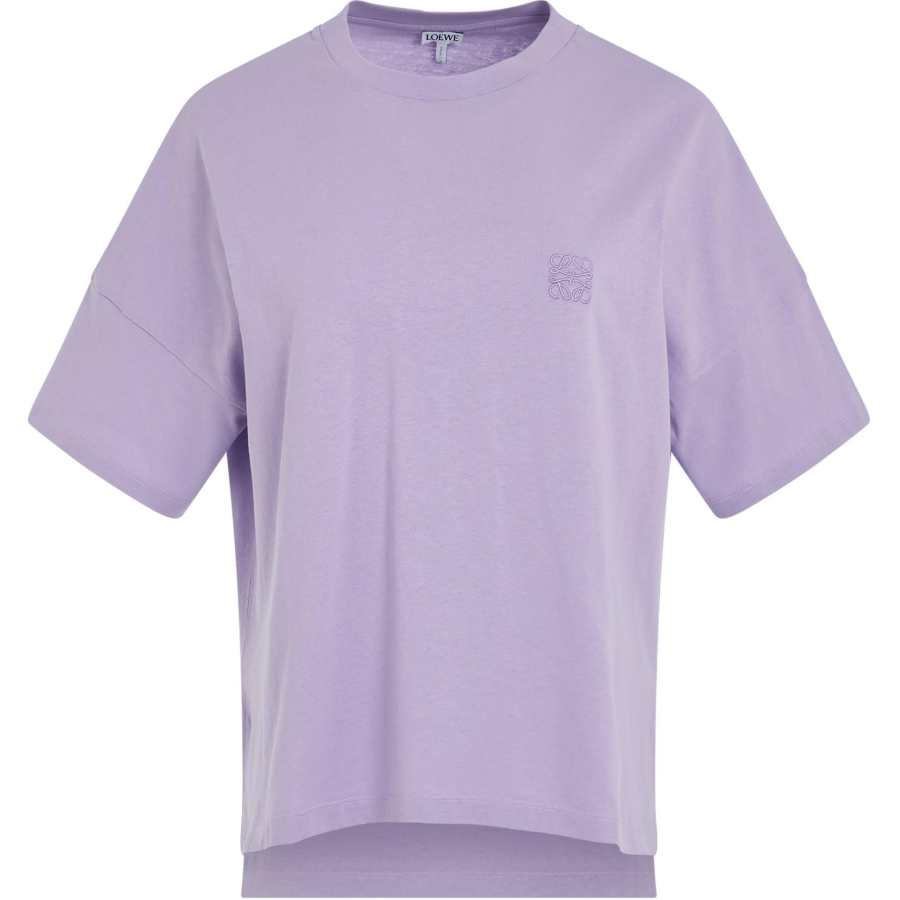 LOEWE T Shirts Women's Purple Crew Neck Thin Straight Fit
