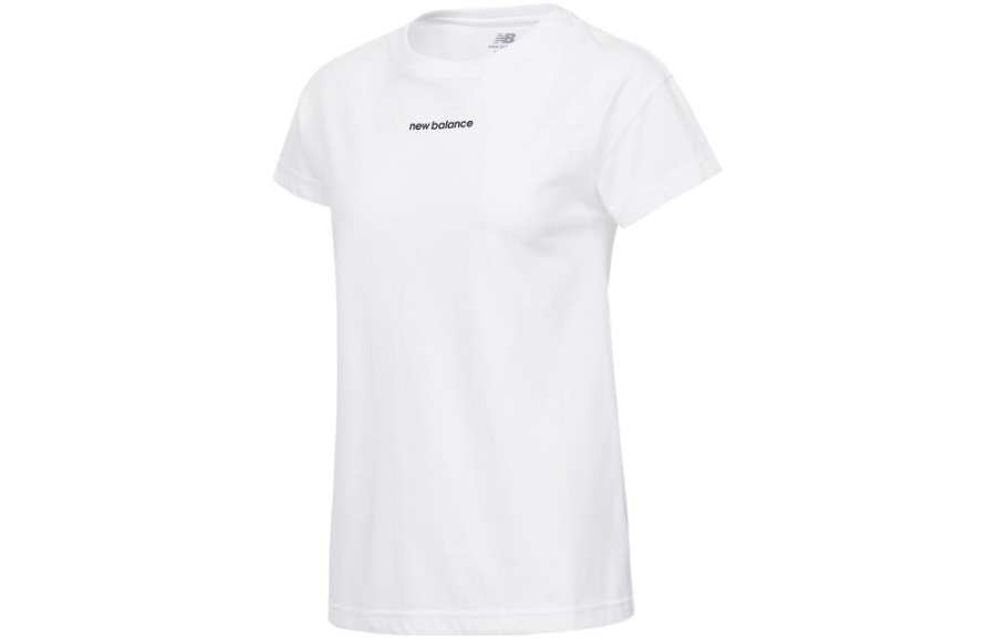 New Balance New Balance T Shirts Women's White Crew Neck Moderate Straight Fit