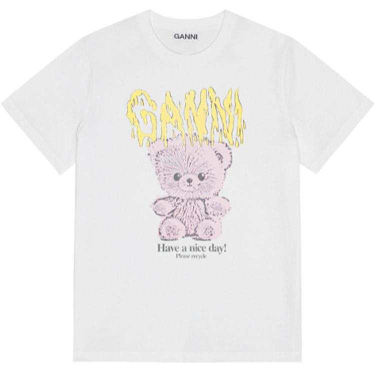 GANNI Logo Printed Crewneck T Shirt