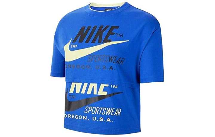 Nike Nike T Shirts Women's Blue Crew Neck Moderate Straight Fit