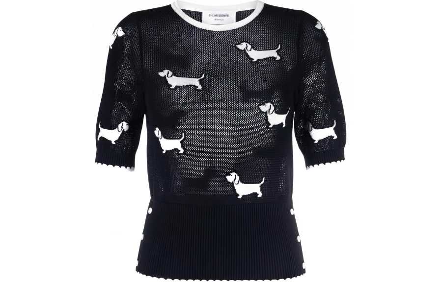 THOM BROWNE THOM BROWNE Hector Icon Knit Crewneck Top