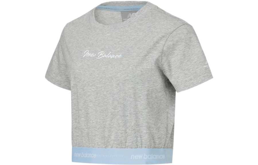 New Balance New Balance IU T Shirts Women's Gray Crew Neck Moderate Straight Fit