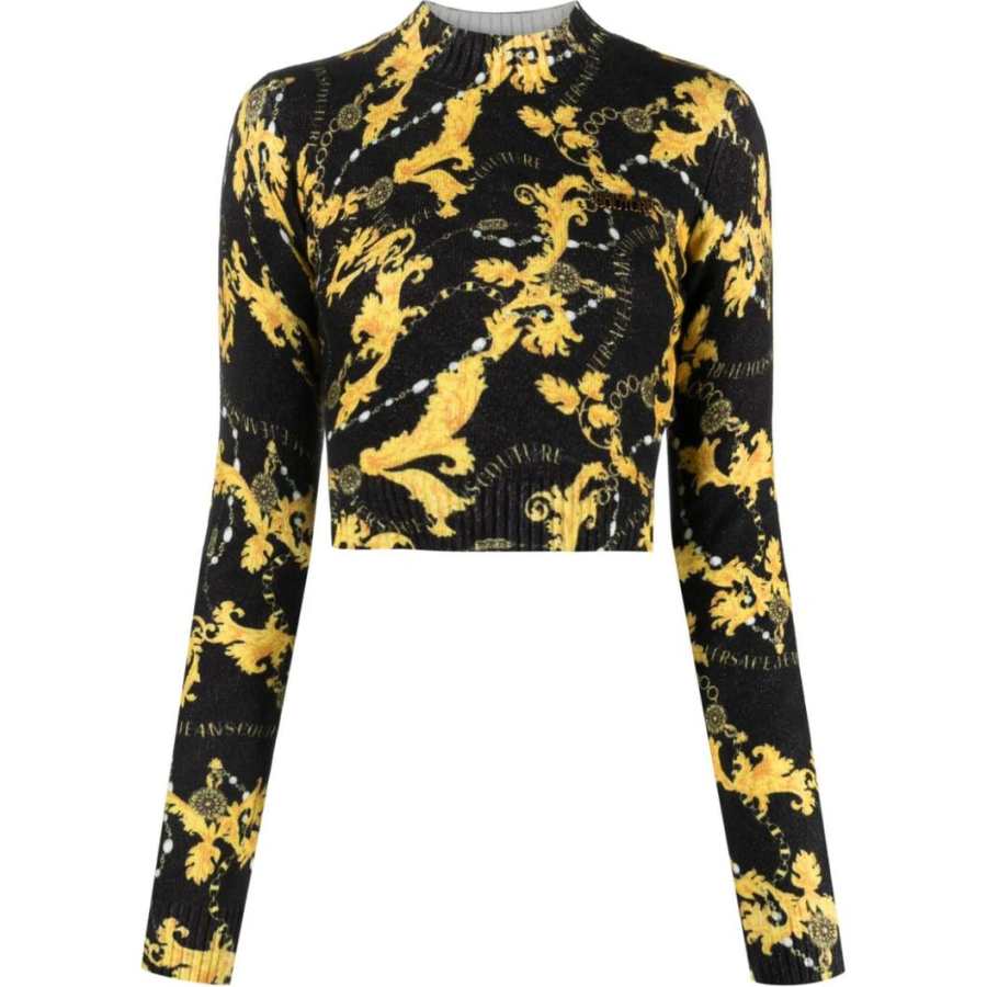 VERSACE JEANS Couture Crew Neck Cropped Jumper