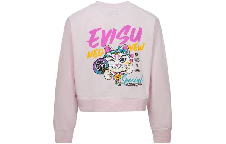 EVISU T Shirts Women's Pink Crew Neck Moderate Straight Fit