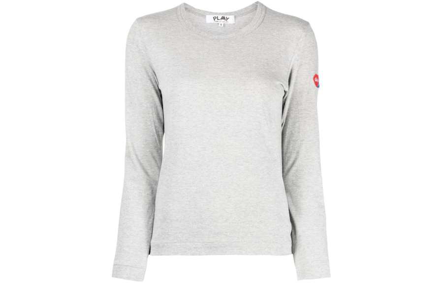 CDG Play T Shirts Women's Gray Crew Neck Moderate Other
