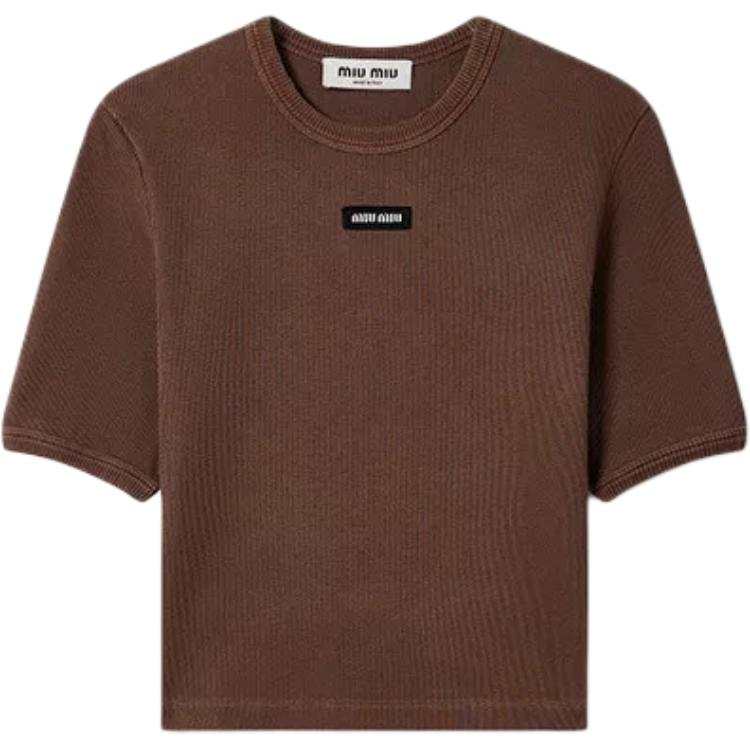 MIU MIU SS25 Crop Top Women's Cocoa Brown