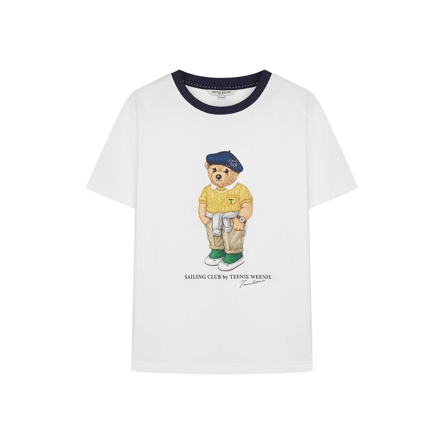 Teenie Weenie T Shirts Women's Crew Neck Moderate Straight Fit