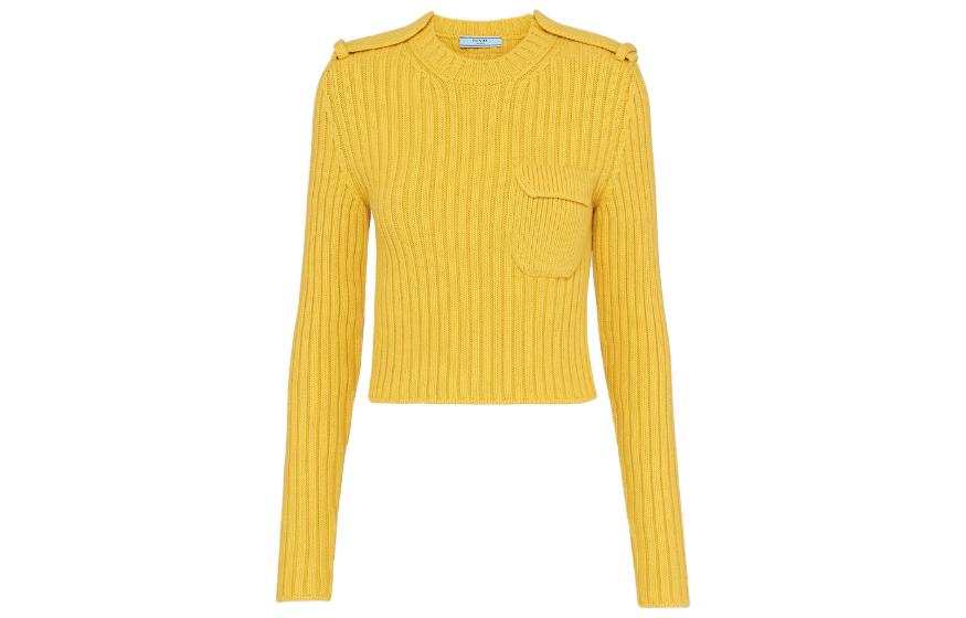 PRADA PRADA Sweaters Women's Yellow Crew Neck Moderate Other
