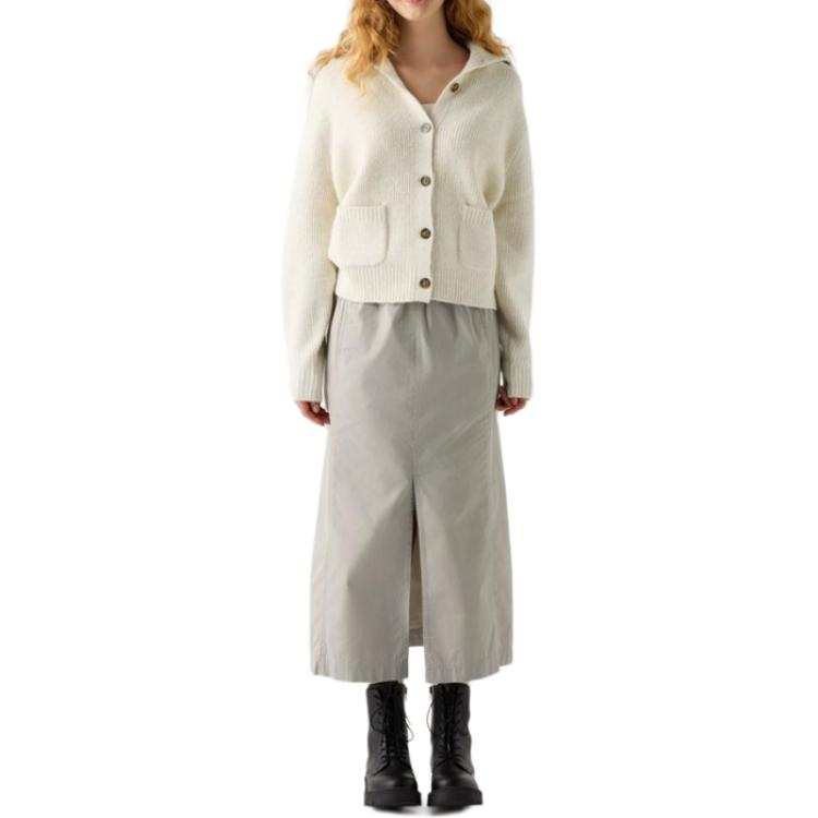 UNIQLO Sweaters Women's Ivory Lapel Moderate Cardigan