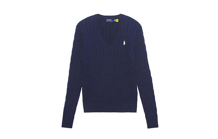 Polo Ralph Lauren Women'ss V-Neck Knit Sweater Navy