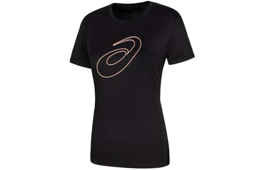 ASICS T Shirts Women's Black Crew Neck Moderate Straight Fit