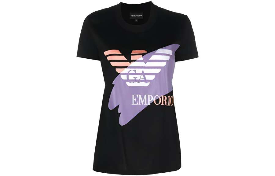 EMPORIO ARMANI T Shirts Women's Black Crew Neck Moderate Straight Fit