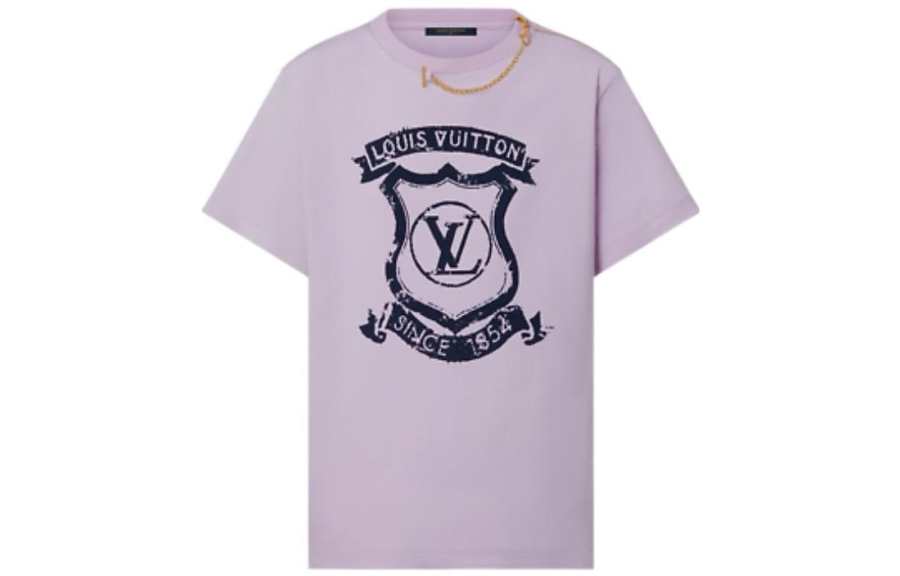 LOUIS VUITTON New Quarterly Products Of LV T Shirts Women's Light Pink Red Crew Neck Moderate Straight Fit