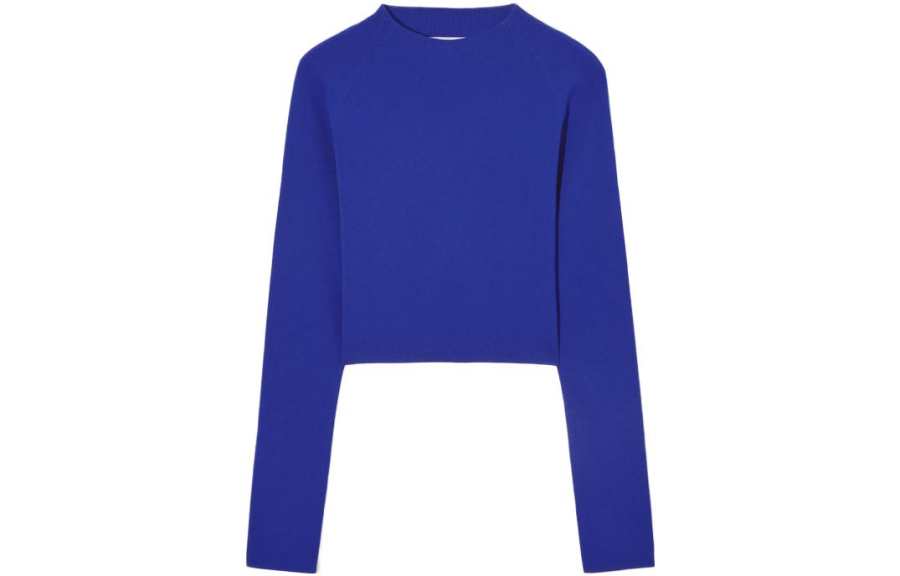 COS Crop Tops Women's Blue Half Turtleneck Moderate