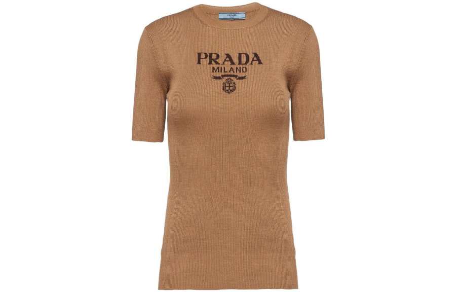 PRADA PRADA SS23 Crop Top Women's Camel Brown