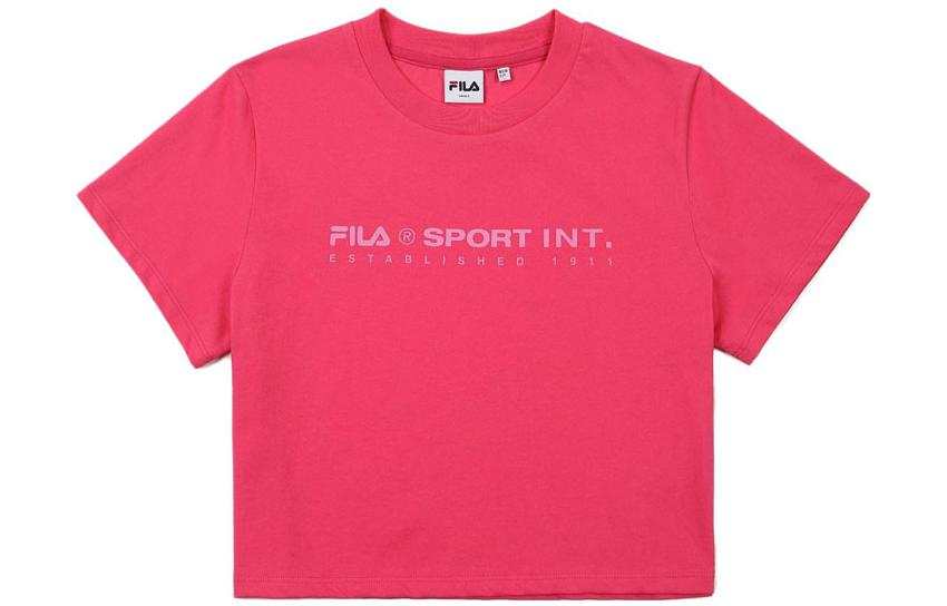 FILA Crop Tops Women's Pink Crew Neck Moderate