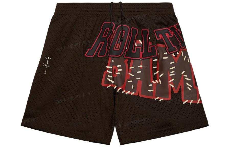 Travis Scott x Mitchell Ness Collaboration SS24 UNIVERSITY Of ALABAMA Sports Shorts Unisex Brown