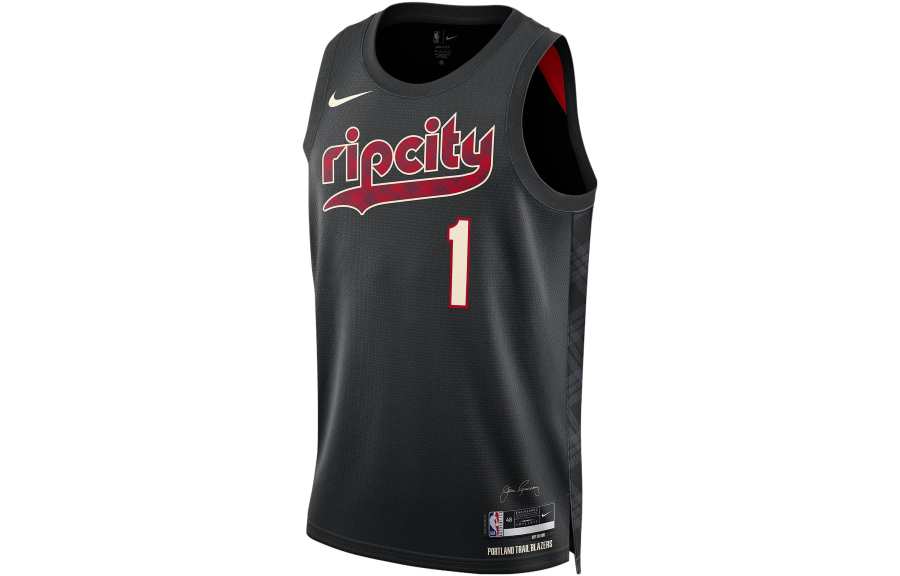 Nike Nike Dri Fit Basketball Jersey SW Fan Edition 2023/24 Season, Portland Trail Blazers Anfernee Simons Size 1 Men's Black