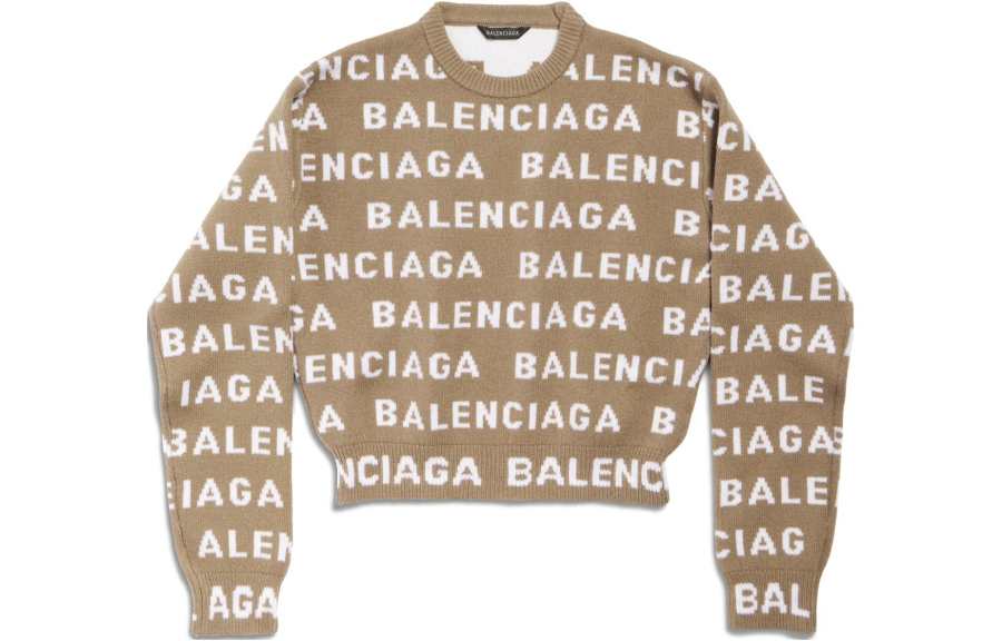 Balenciaga Logo Intarsia Knit Crewneck Jumper