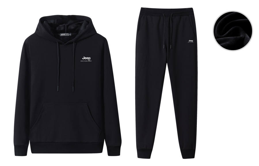 JEEP SPIRIT Winter Logo Letter Print Drawstring Hooded Fleece Lined Thermal Comfortable Casual Cuffed Thickened