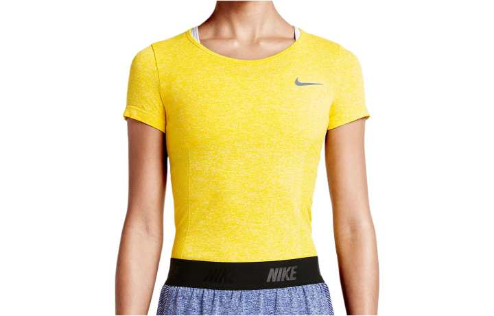 Nike Nike T Shirts Women's Yellow Crew Neck Moderate Straight Fit