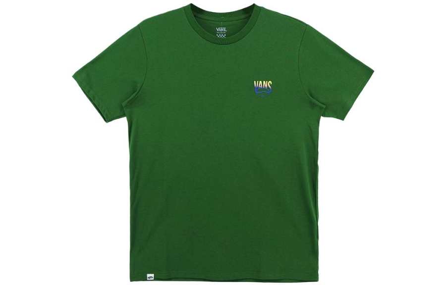 Vans T Shirts Women's Green Crew Neck Moderate Straight Fit