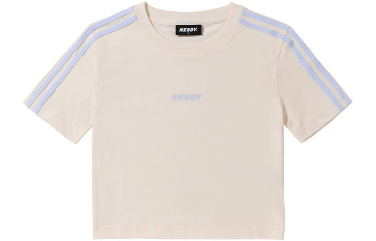 Nerdy Crop Tops Women's Cream Crew Neck Moderate