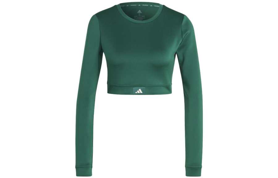 Adidas Adidas Crop Tops Women's Green Crew Neck Moderate