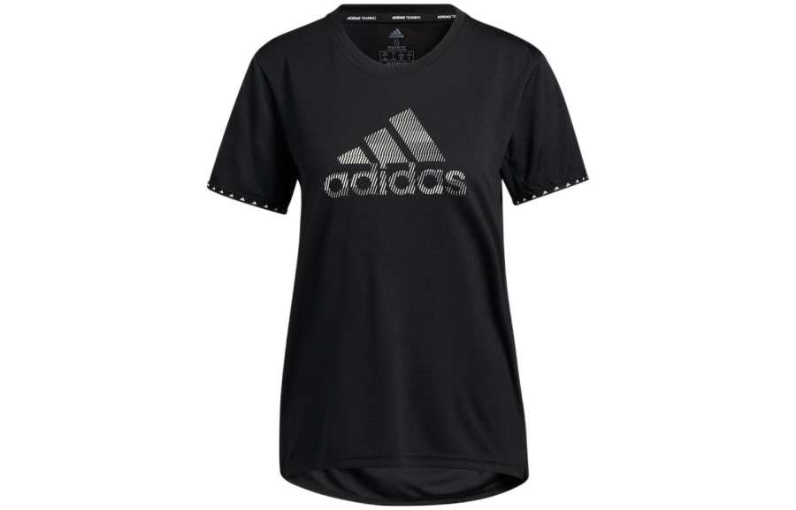 Adidas Adidas T Shirts Women's Black Crew Neck Moderate Straight Fit
