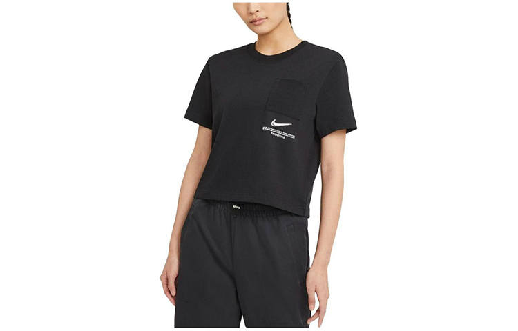Nike Nike T Shirts Women's Black Crew Neck Moderate Straight Fit