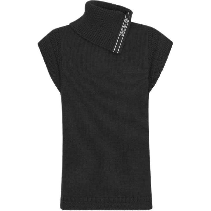 DIOR DIOR Stand Collar Sleeveless Sweater Women's Black