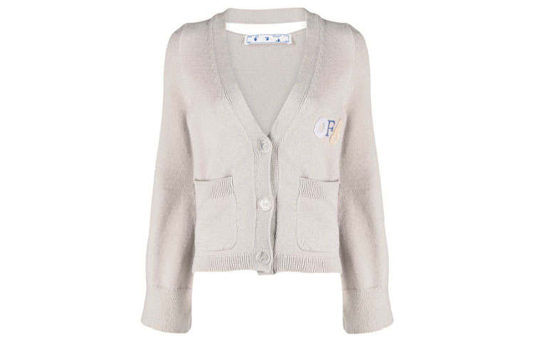OFF-WHITE OFF WHITE SS21 Knitwear Women's Gray V Neck Moderate Cardigan