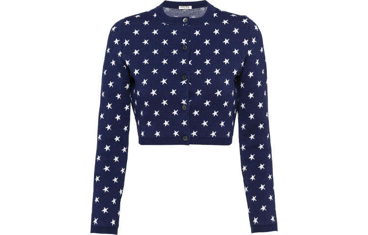 MIU MIU FW21 Embroidered Flower Knitwear Women's Blue