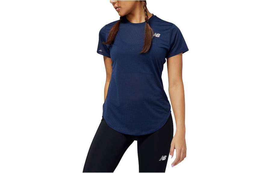 New Balance New Balance T Shirts Women's Indigo Crew Neck Moderate Straight Fit