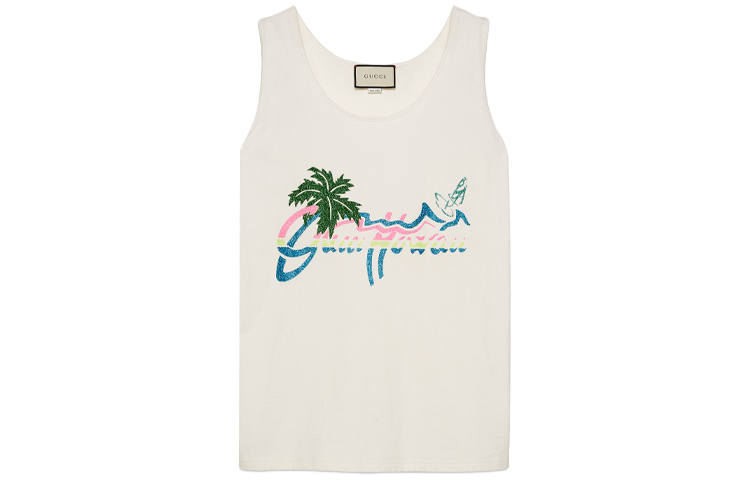 GUCCI Hawaii Printed Tank Top White