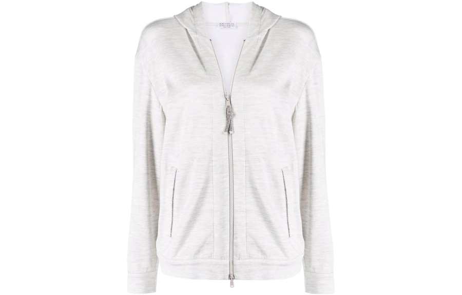 Brunello Cucinelli Sweatshirts Women's Light Gray Hooded Moderate Regular
