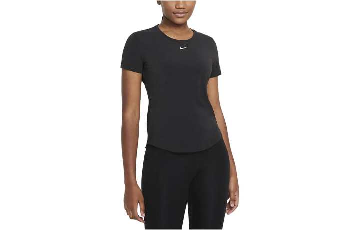 Nike Nike Dri Fit T Shirts Women's Black Crew Neck Moderate Straight Fit