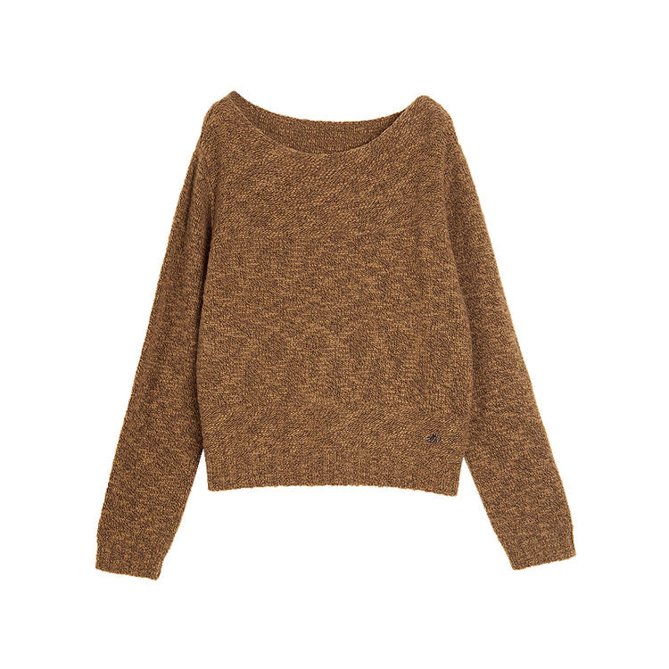 ELLE Sweaters Women's Coffee Boat Neck Moderate Other