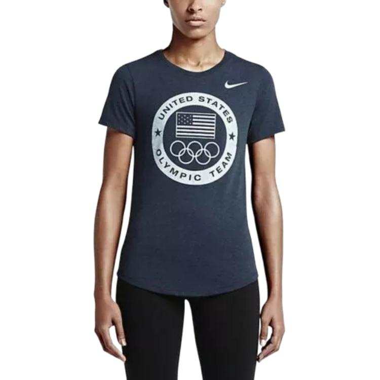 Nike Nike T Shirts Women's Dark Blue Crew Neck Moderate