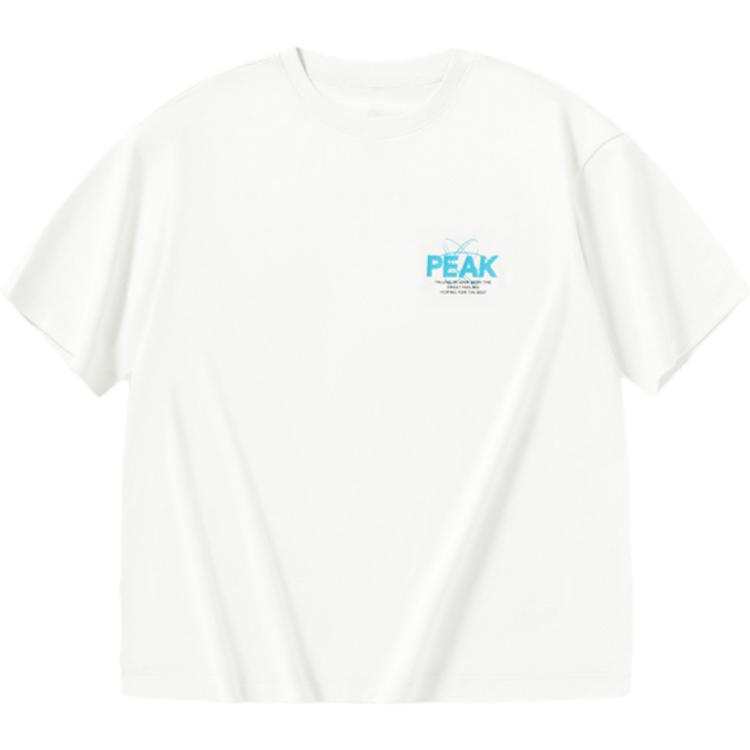 PEAK T Shirts Women's White Crew Neck Thin Straight Fit