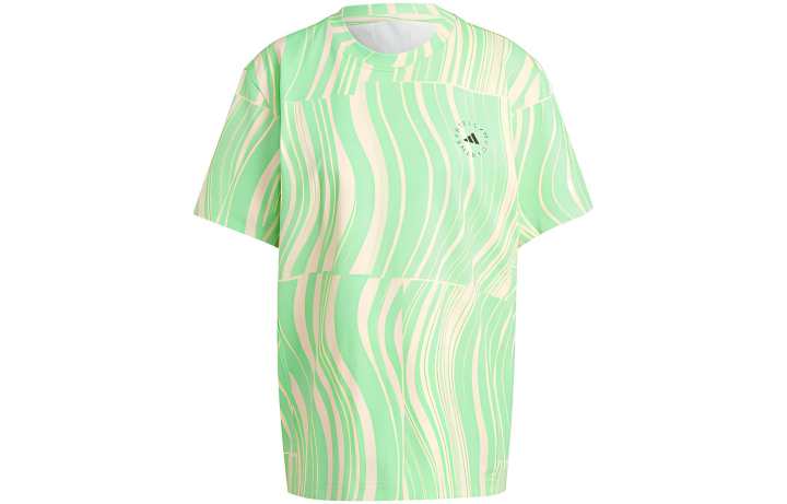 Adidas Adidas X Stella McCartney Adidas X Stella McCartney Collaboration Collection T Shirts Women's Green Crew Neck Moderate Straight Fit