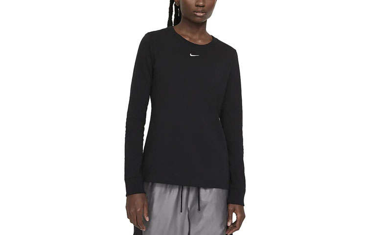 Nike Nike T Shirts Women's Black Crew Neck Moderate Straight Fit