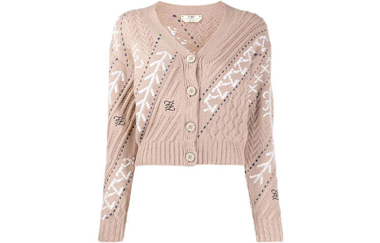 FENDI Cashmere Sweaters Women's Camel V Neck Moderate