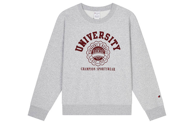 Champion FW24 OG Sport Flock Logo Pattern Vintage Style Casual Versatile Crew Neck Fleece Lined Sweatshirt US Version